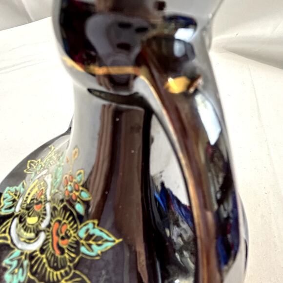 Japan Vase Double Handle Ceramic Hand Painted reddish brown 5.5" tall  4 wide - Picture 4 of 7